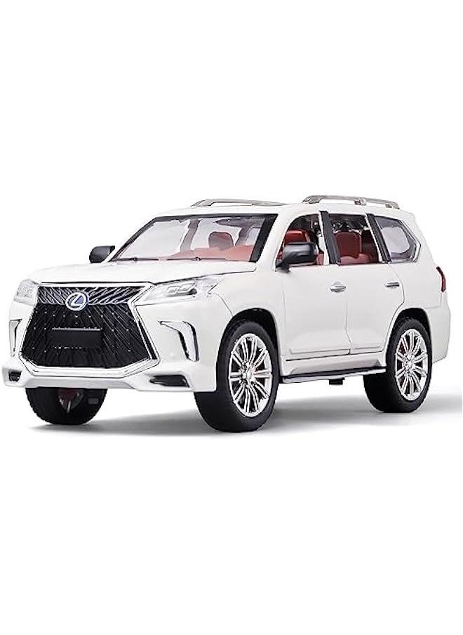 Toy Cars Lexus 570 Boys Big Off-Road SUV Model Car，1/24 Diecast Metal Car Toys ，with Lights Sound and Pull Back Toy Car，Toy Cars for Boys Age 4-7（White）