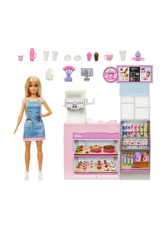 Coffee Shop Playset With Blonde Barista Doll