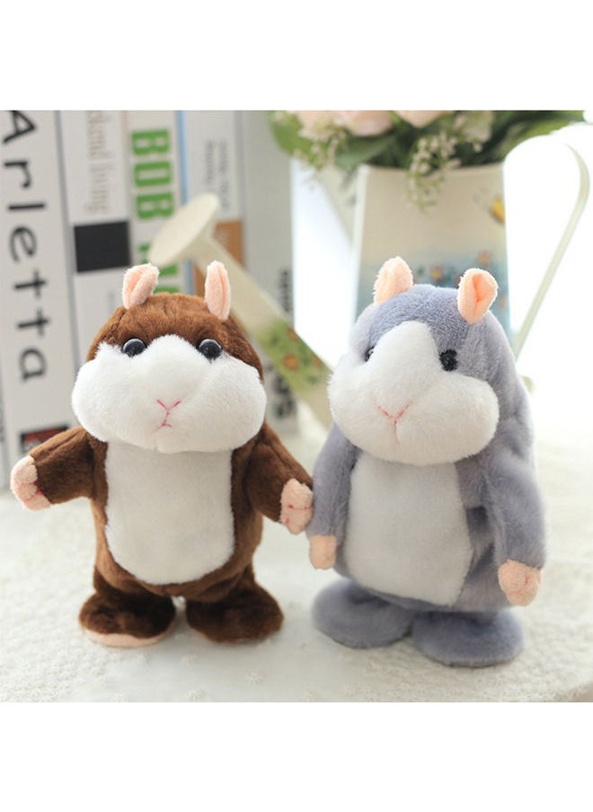 Lovely Talking Plush Hamster Toy, Can Change Voice, Record Sounds, Nod Head or Walk, Early Education for Baby, Different Size Choice Style:deep brown and walking Height:18cm 18*18*18cm