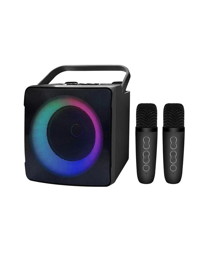 SDRD SD-508 Home KTV Outdoor Portable Bluetooth Speaker with Dual Wireless Microphones Black