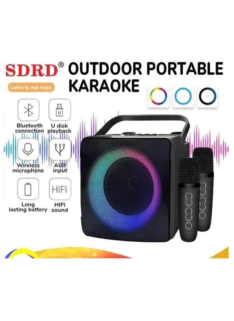 SDRD SD-508 Home KTV Outdoor Portable Bluetooth Speaker with Dual Wireless Microphones