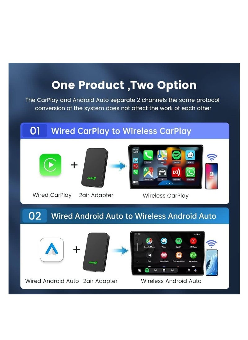 Carlinkit 5.0, Ultimate Wireless CarPlay & Android Auto Adapter - Ultra Speed, Low Power Design, Dual Band WiFi, Only Fit For The Car With Wired CarPlay/AA