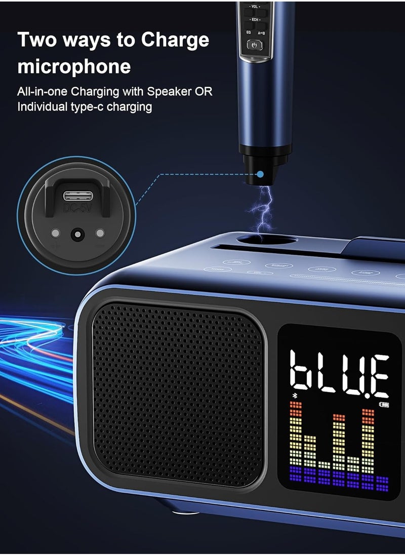 S39 Pro Portable Bluetooth Speaker With 2 Microphones UHF Wireless Karaoke Machine For Adults And Kids Speaker System With Gradual Colorful LED Lights For Home Party