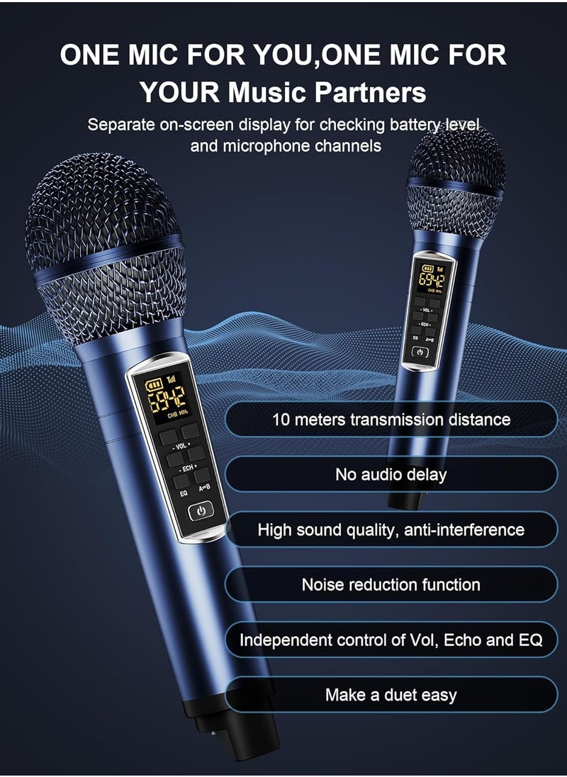 S39 Pro Portable Bluetooth Speaker With 2 Microphones UHF Wireless Karaoke Machine For Adults And Kids Speaker System With Gradual Colorful LED Lights For Home Party