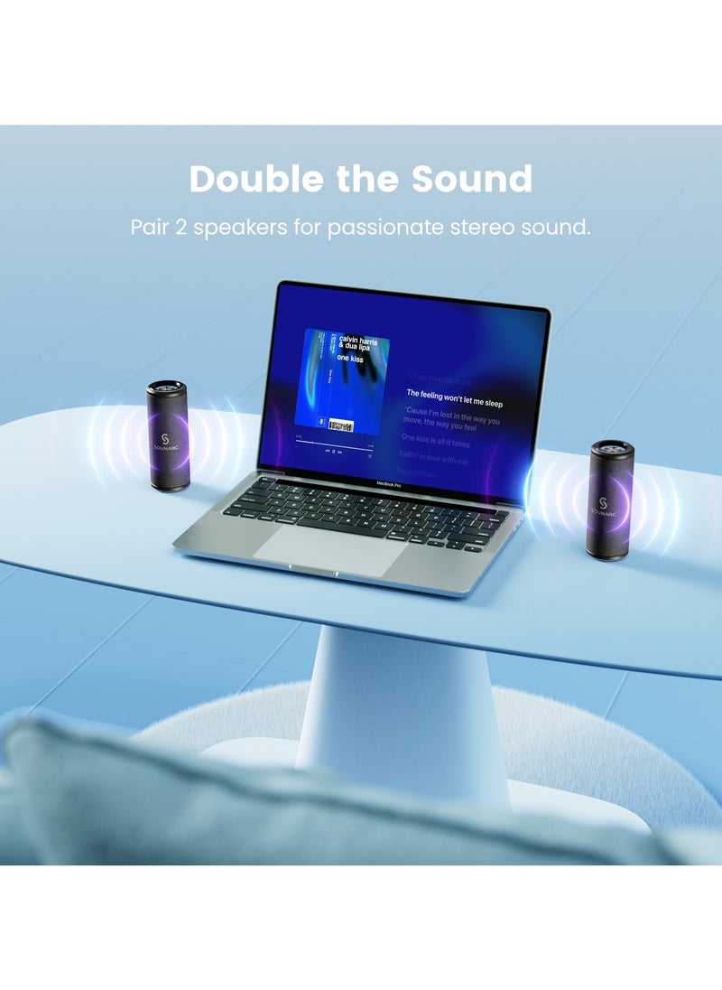 Sounarc P4 20W Portable Cylindrical Speaker with 20W Stereo Sound, Various Lightning Model, 3000 man Battery & more