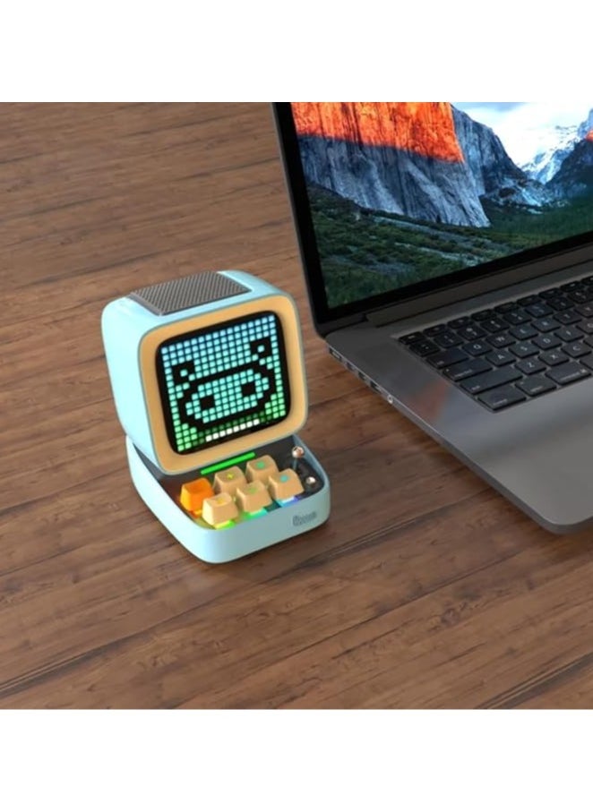 Divoom Ditoo Programable, Customizable Pixel Art LED Bluetooth Mini Speaker DIY Design With Wireless App Control, Bluetooth And Mechanical Keyboard - Blue