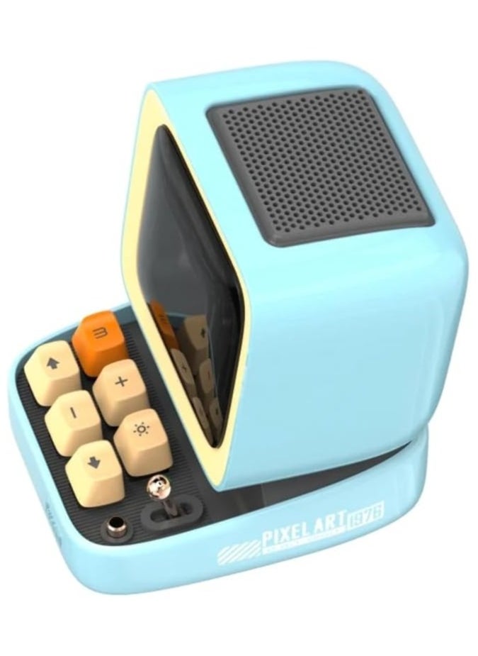 Divoom Ditoo Programable, Customizable Pixel Art LED Bluetooth Mini Speaker DIY Design With Wireless App Control, Bluetooth And Mechanical Keyboard - Blue