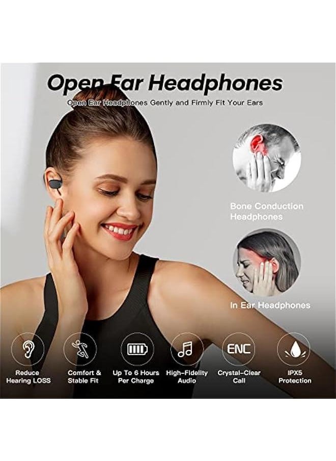 Over Ear Open Ear Earbuds Wrap Around with Ear Hook Wireless Bluetooth Bone Conduction Headphones Out of Ear Running Earbuds with Earhooks Sport Workout Earclip Wireless Bluetooth