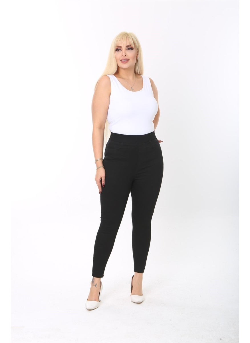 Women's Plus Size High Waist Gathering Full Lycra Denim Leggings