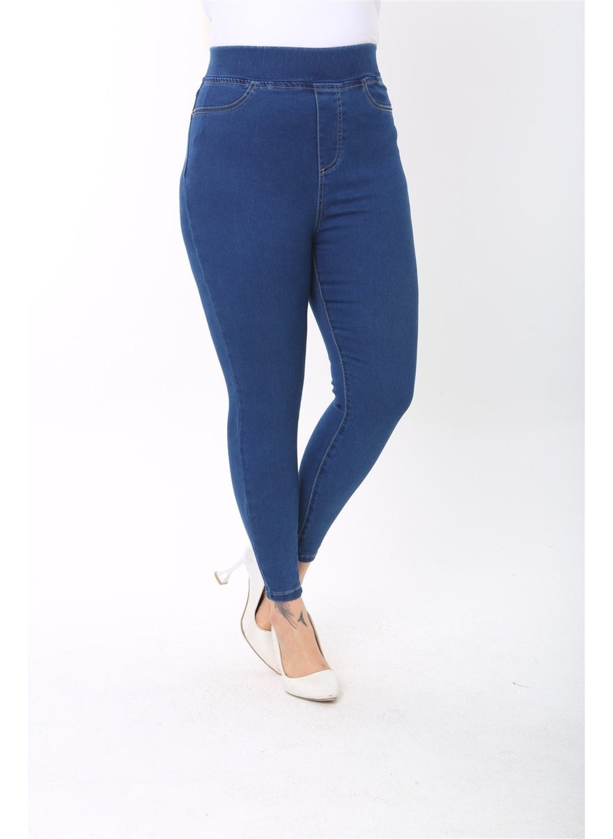 Women's Plus Size High Waist Gathering Full Lycra Denim Leggings