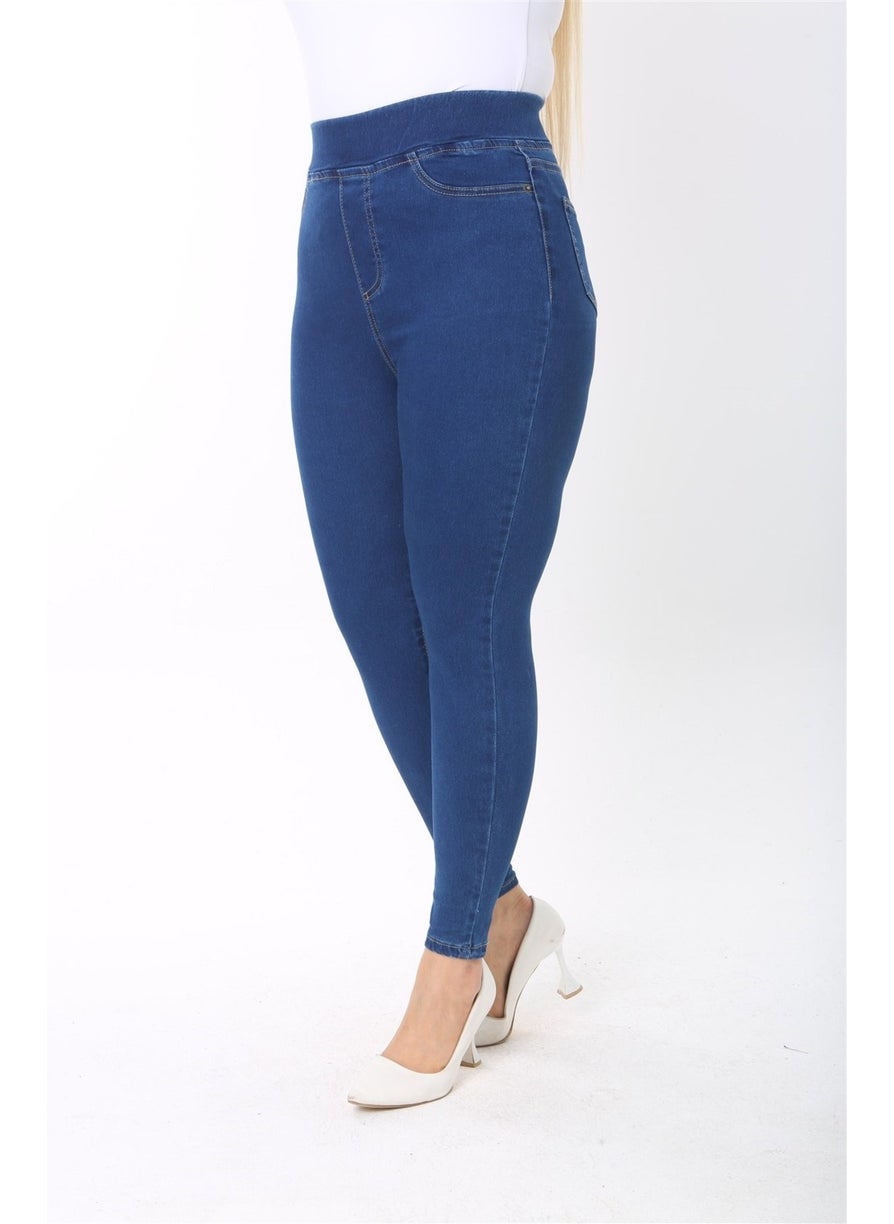 Women's Plus Size High Waist Gathering Full Lycra Denim Leggings