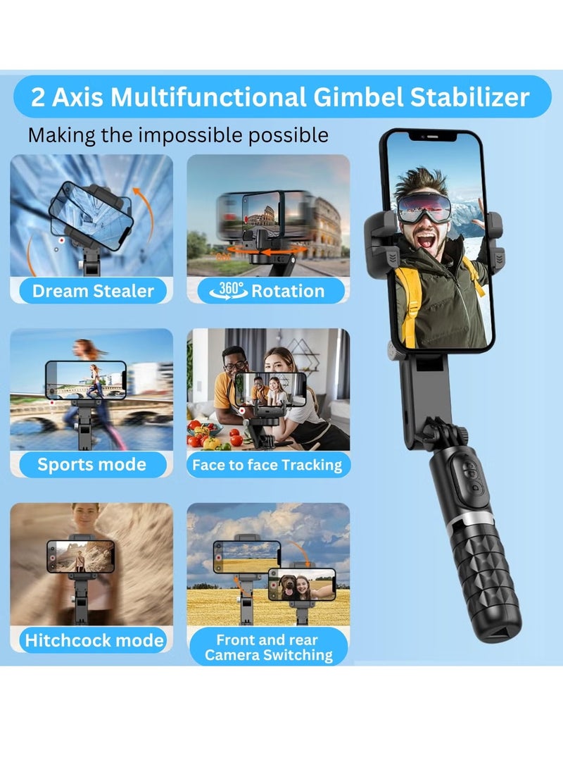 Gimbal Stabilizer Remote Control Intelligent Gimbal Stabilizer for Smartphone 2-Axis Phone Gimbal Auto Face Tracking 360° Phone Gimbal Stabilizer for Vlogging YouTube TikTok