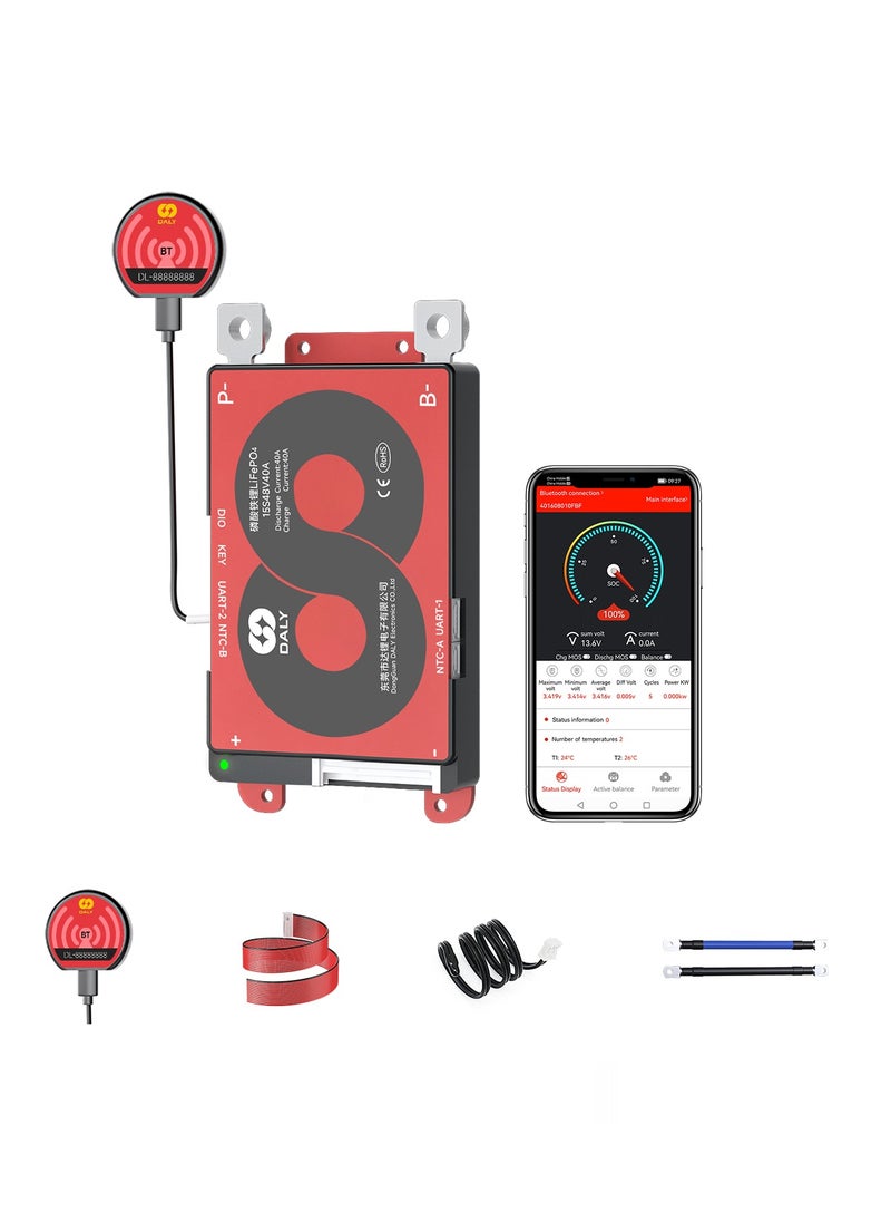 DALY Smart BMS 15S 48V 40A | Advanced Battery Management System for LiFePO4 Batteries | Bluetooth Enabled | Ideal for Electric Vehicles, Solar Inverters, and Energy Storage Systems - Lifepo4_15S_48V_40A_BLUETOOTH