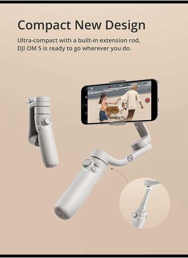 Smartphone Gimbal Stabilizer, 3-Axis Phone Gimbal, Built-In Extension Rod, Portable and Foldable, Android and iPhone Gimbal with ShotGuides, Vlogging Stabilizer, YouTube Video, Sunset White