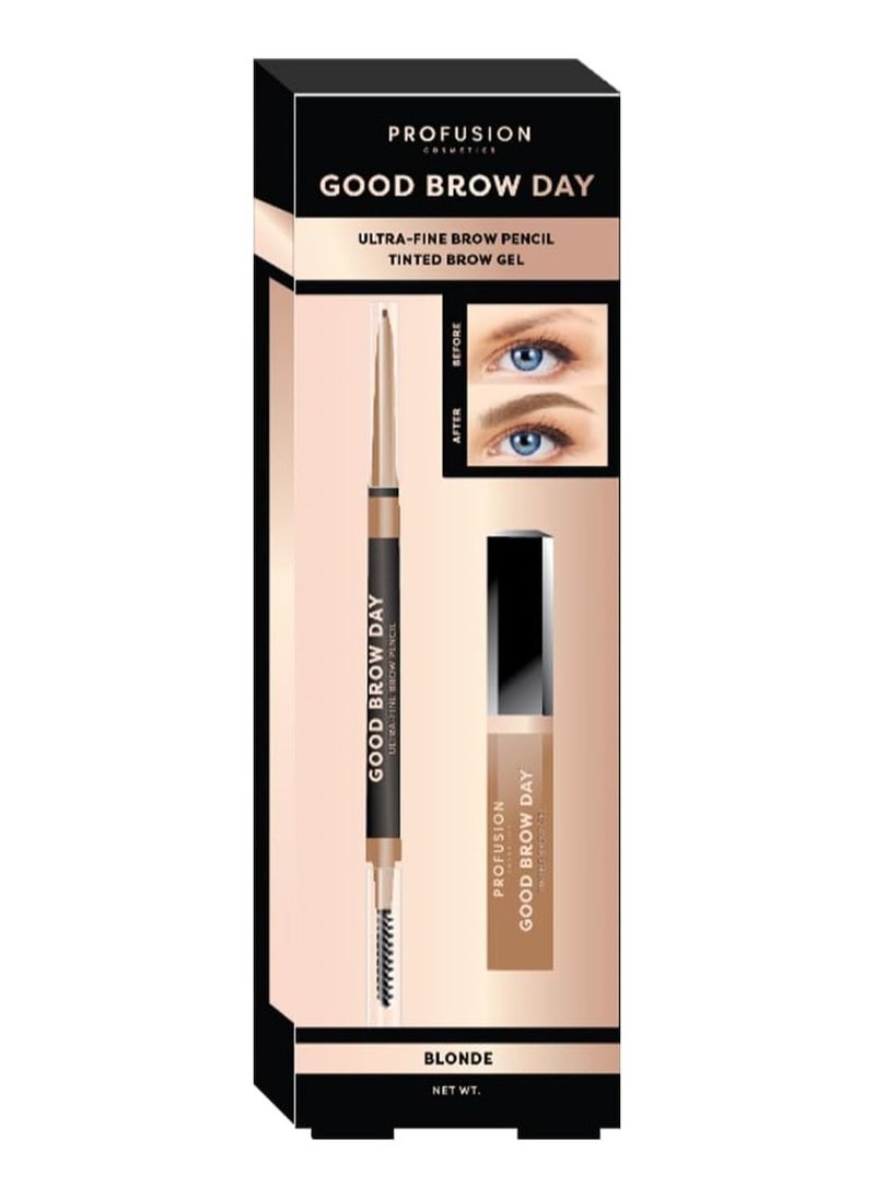 Good Brow Day 2pc KIt Achieve Brow Perfection with Ultra Fine Pencil and Waterproof Tinted Brow Gel Duo Long Lasting Definition for Stunning Brows and Grooming Essentials