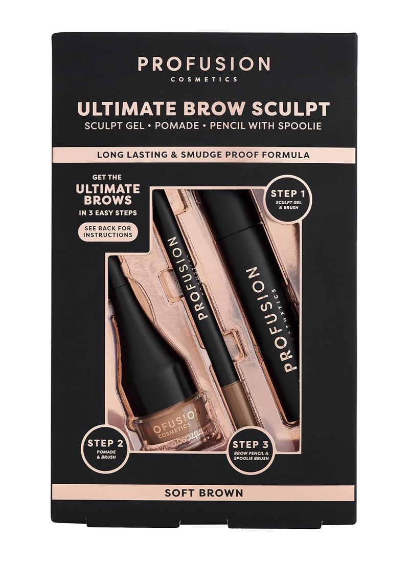 Ultimate Brow Sculpt Gel for Ideal Brow Achieve Laminated Mesmerizing Brow with Brow Sculpt Gel with Dual Ended Tool Brow Pomade with Creamy Texture and Brow Pencil Soft Brown