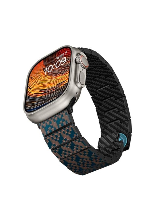 pitaka Apple Watch Band Compatible with Apple Watch Ultra 2/Ultra/10/9/8/7/6/SE/5/4/3/2/1, Adjustable Apple Watch Ultra 2 Band, 100% Carbon Fiber Apple Watch Band - Stairs