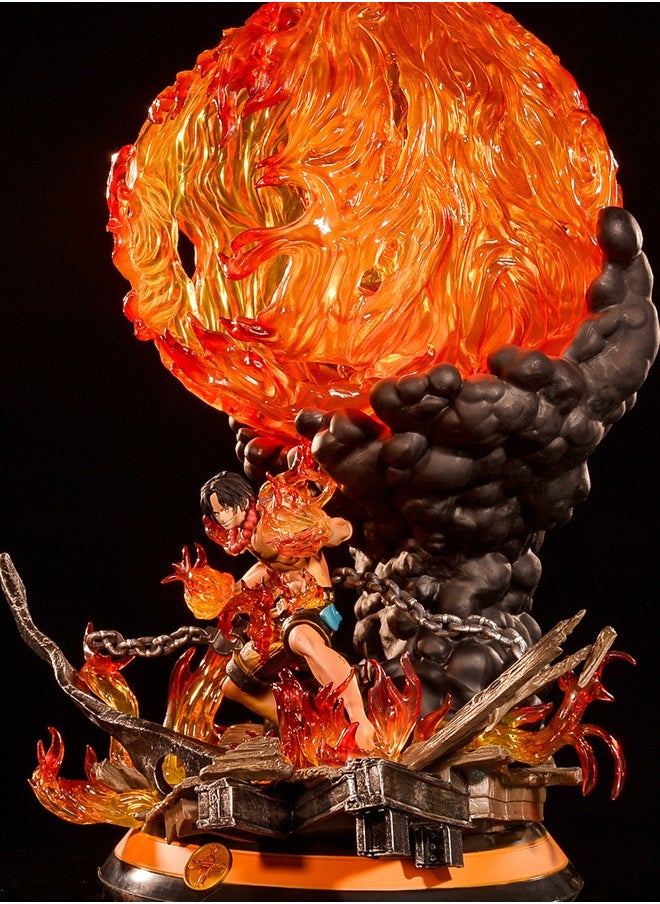 One Piece action figure Fireball Ace Big Fire Ring anime surrounding action figure model statue ornaments