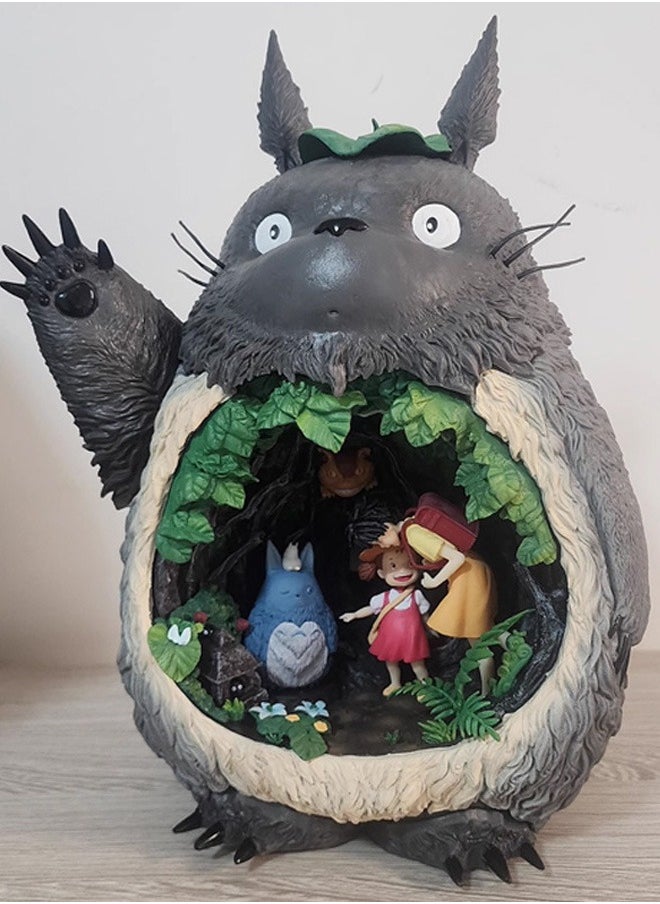 Hayao Miyazaki My Neighbor Totoro Family Portrait with Light Anime Figure Model Statue Ornaments