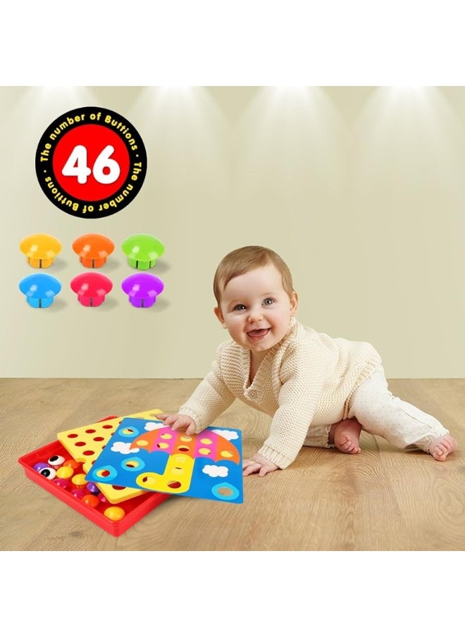 AMOSTING Color Matching Mosaic Pegboard Early Learning Educational Toys for Boys and Girls