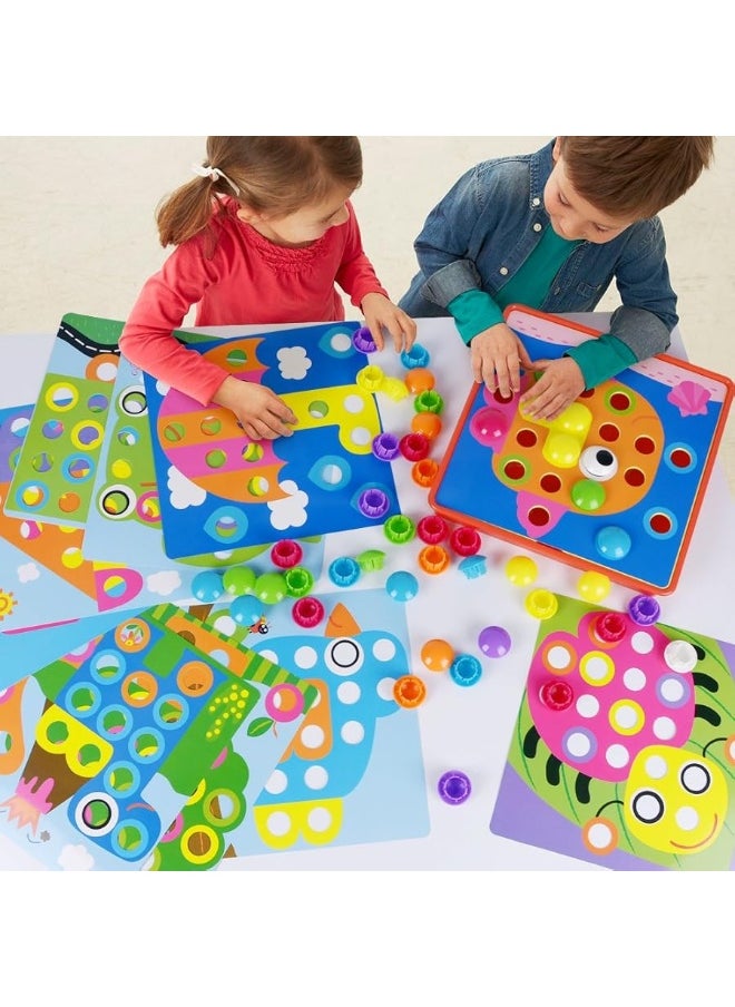 AMOSTING Color Matching Mosaic Pegboard Early Learning Educational Toys for Boys and Girls