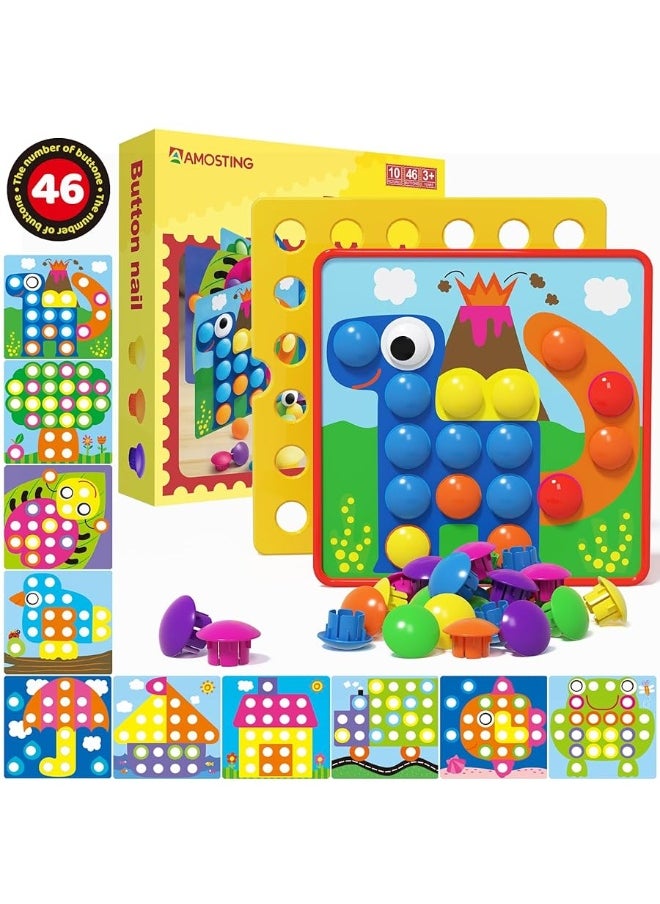 AMOSTING Color Matching Mosaic Pegboard Early Learning Educational Toys for Boys and Girls