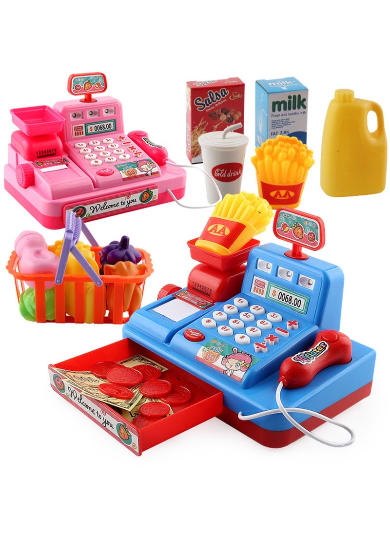 Pretend To Be A Supermarket Cash Register Toy With Lights And Music, Role Play Cash Register, Parent-Child Birthday Gift (Pink Regular Version)