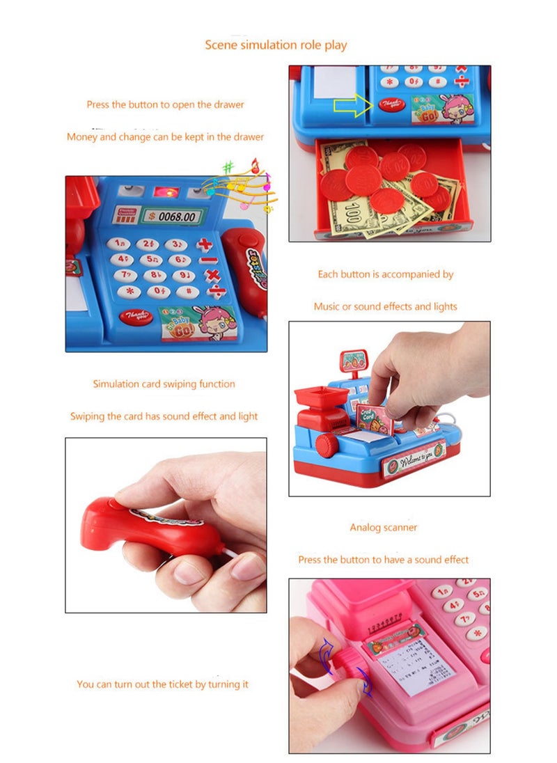 Pretend To Be A Supermarket Cash Register Toy With Lights And Music, Role Play Cash Register, Parent-Child Birthday Gift (Pink Regular Version)