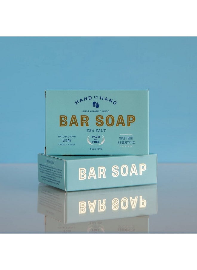 Bar Soap Nourishing Cleanser For All Skin Types Organic Shea And Cocoa Butters 5 Ounce Sweet Mint & Eucalyptus Sea Salt Scent 4 Pack