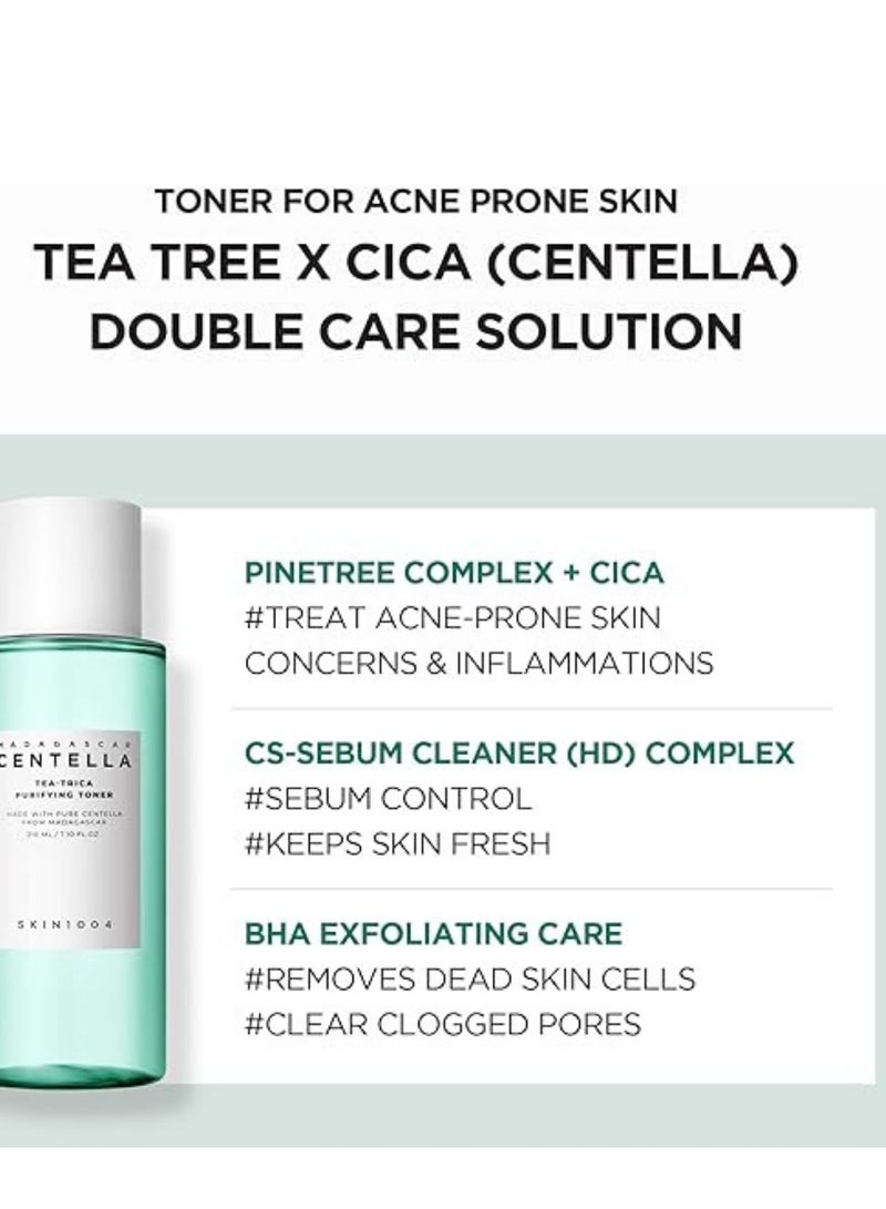 Madagascar Centella Tea-Trica Skincare Set - Includes BHA Foam Cleanser, Purifying Toner, Relief Ampoule, and B5 Cream - Complete Routine for Clear, Hydrated, and Balanced Skin 510ml