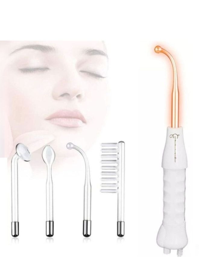 4 in 1 Portable High Frequency Skin Therapy Machine, Blemish & Spot Control, Skin Tightening & Radiance, Wrinkle Reducing Skin Therapy Wand with 4 Different Tubes