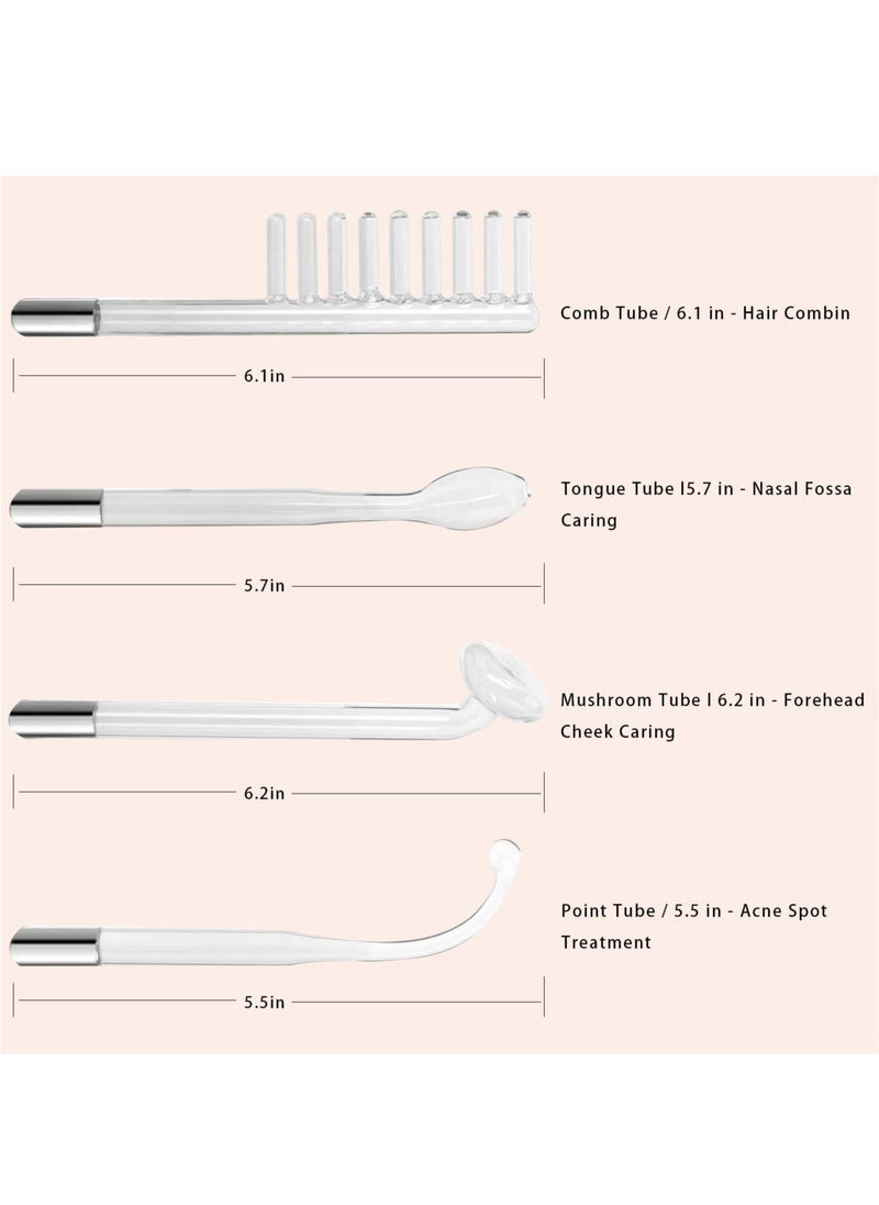 4 in 1 Portable High Frequency Skin Therapy Machine, Blemish & Spot Control, Skin Tightening & Radiance, Wrinkle Reducing Skin Therapy Wand with 4 Different Tubes