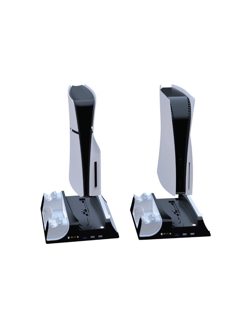 PS5 Cooling Stand Charging Station / Simultaneous Charging / Efficient Cooling / USB-A Outputs / Disc Storage / Charging Dock / Low Noise / Charges 2 PS5 controllers in 2.5 hours - White