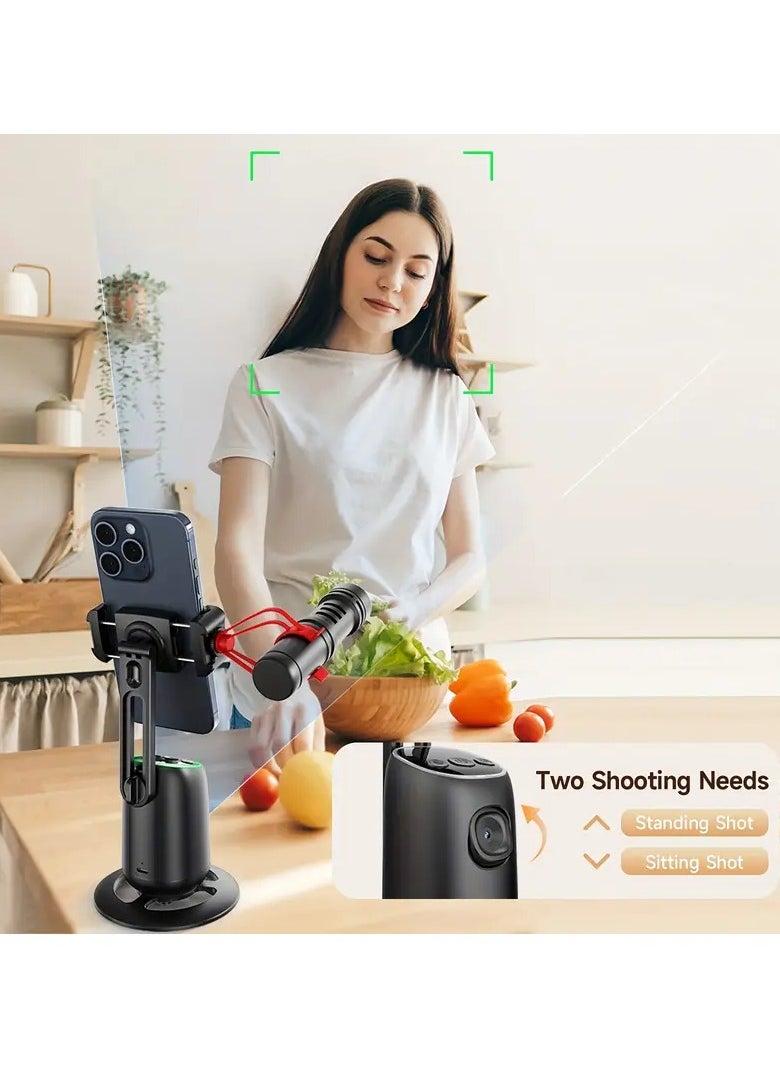 Auto Face Tracking Phone Holder, 360° Smart Gimbal Stabilizer with Adjustable Lens & Colorful Lights, Dual Fill Light for Smartphone Vlog, Live Chat, and Selfies