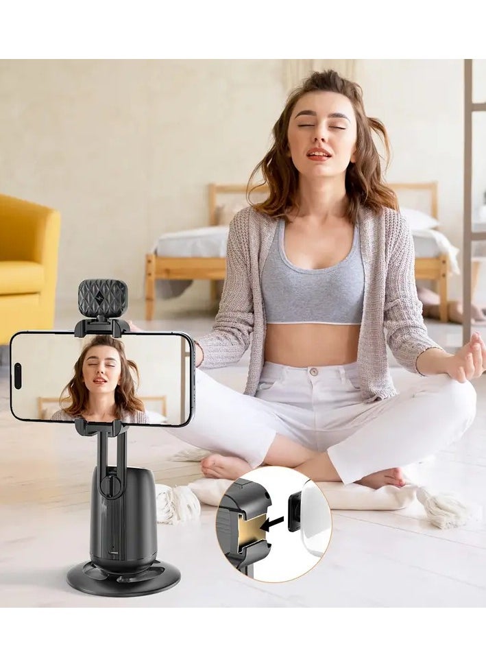 Auto Face Tracking Phone Holder, 360° Smart Gimbal Stabilizer with Adjustable Lens & Colorful Lights, Dual Fill Light for Smartphone Vlog, Live Chat, and Selfies