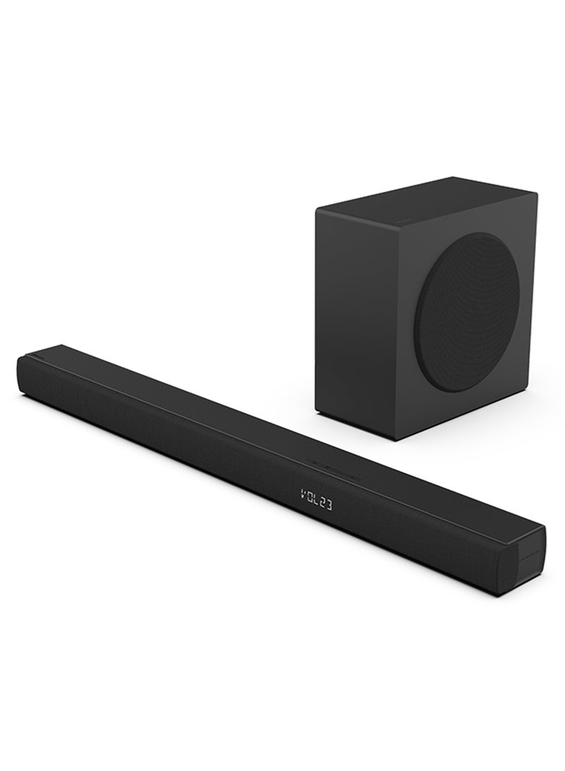 3.1 Channel Soundbar With 6.5-inch Wireless Subwoofer,Ezplay,Tv Mode, 3 Full-Range Speakers, 2 Tweeters, 480W Max Audio Power, 5.3 Wireless Bluetooth, Powered By DTS Virtual:X HS3100 Black