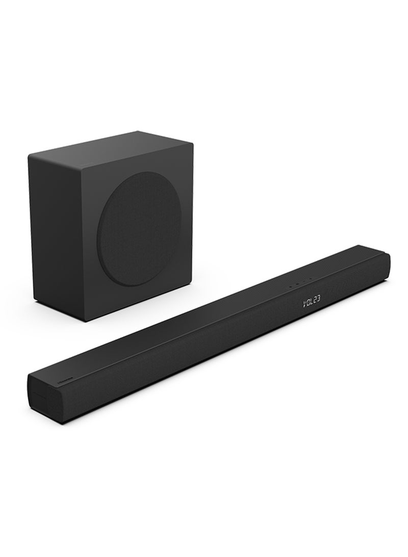 3.1 Channel Soundbar With 6.5-inch Wireless Subwoofer,Ezplay,Tv Mode, 3 Full-Range Speakers, 2 Tweeters, 480W Max Audio Power, 5.3 Wireless Bluetooth, Powered By DTS Virtual:X HS3100 Black