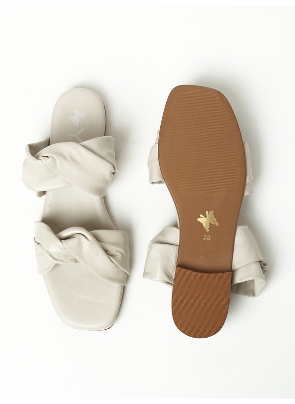 Y.SO Ladies Flat Sandals Cream | Made In India