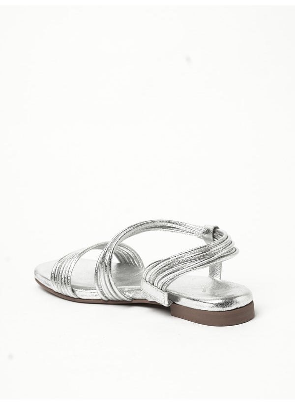 Y.SO Ladies Flat Sandals With Back Strap Silver | Made In India