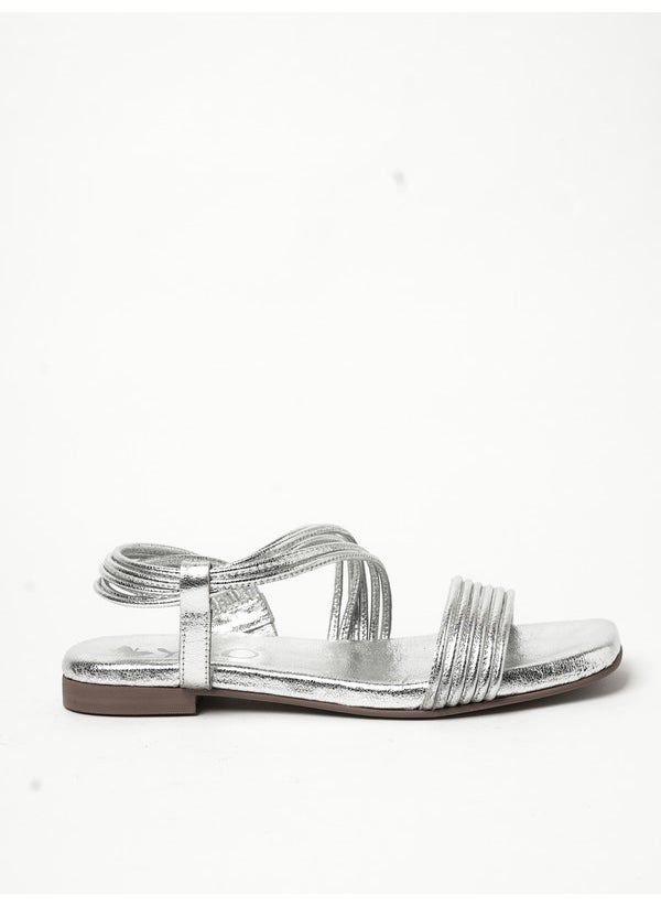 Y.SO Ladies Flat Sandals With Back Strap Silver | Made In India