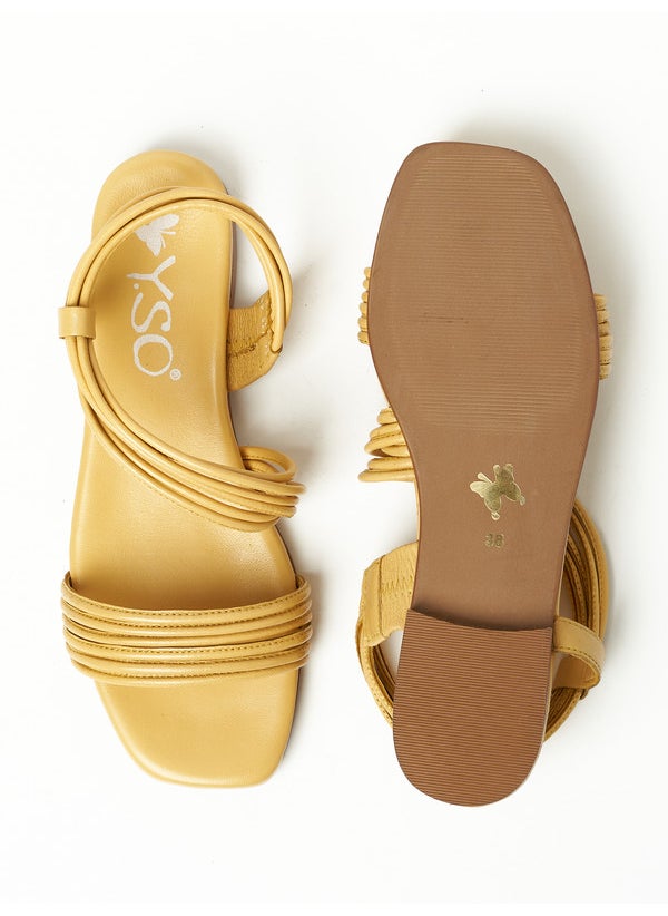 Y.SO Ladies Flat Sandals With Back Strap Yellow | Made In India