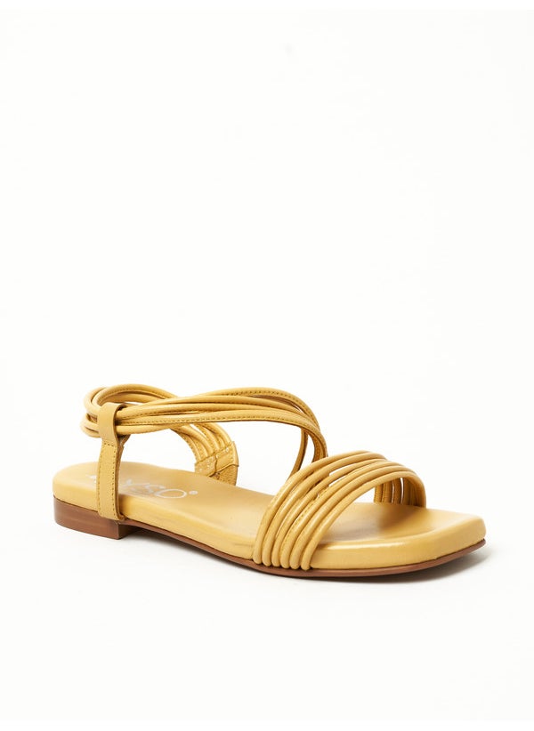 Y.SO Ladies Flat Sandals With Back Strap Yellow | Made In India