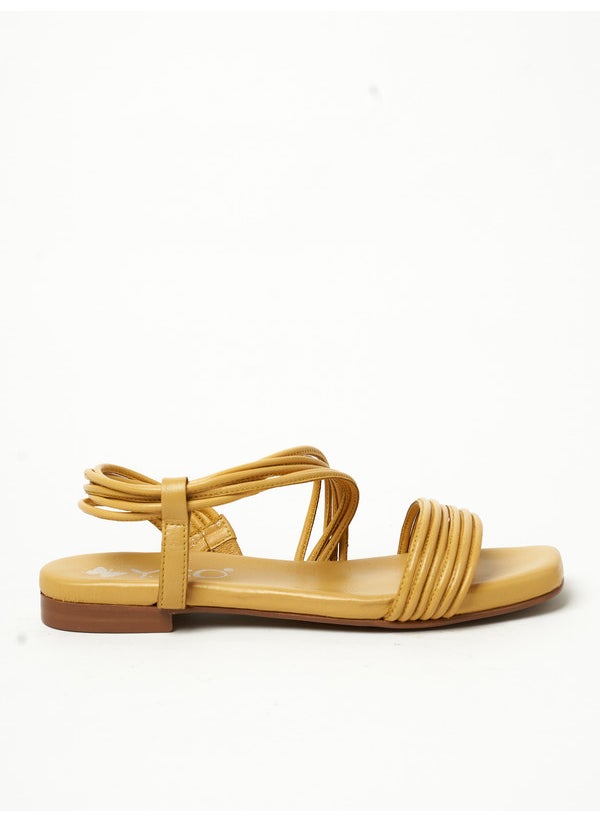 Y.SO Ladies Flat Sandals With Back Strap Yellow | Made In India