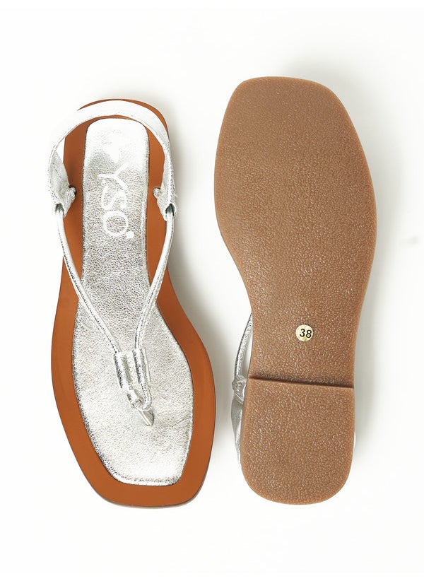 Y.SO Ladies Flat Sandals With Back Strap Silver | Made In India