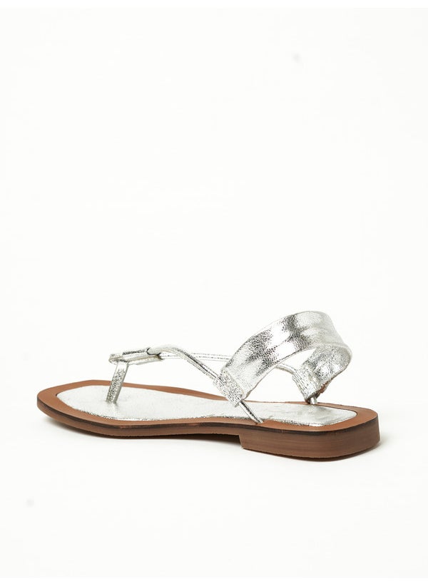 Y.SO Ladies Flat Sandals With Back Strap Silver | Made In India