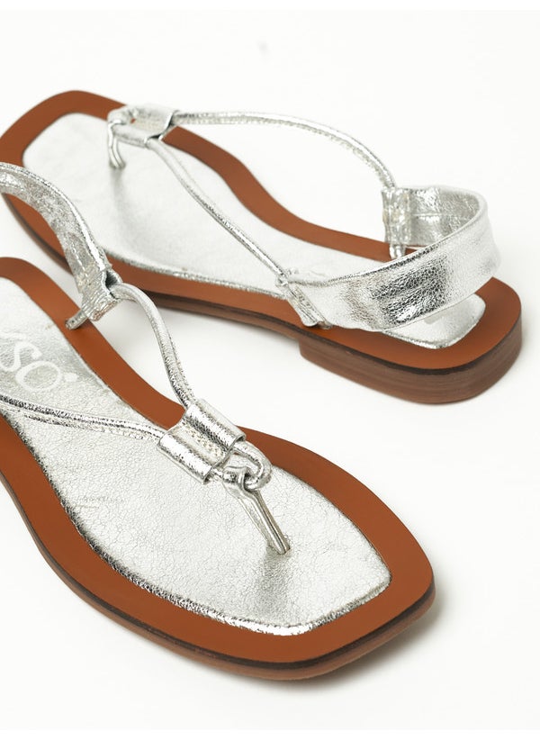 Y.SO Ladies Flat Sandals With Back Strap Silver | Made In India