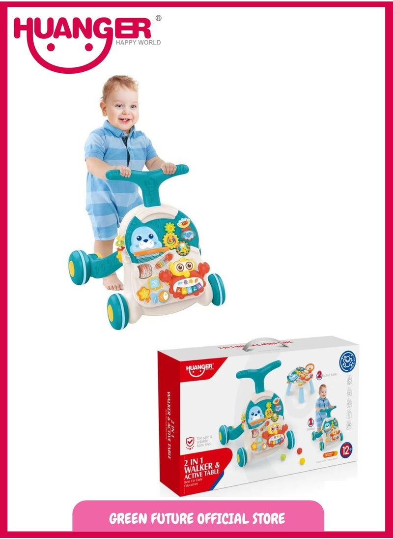 Baby FIRST STEP Learning Walker & Activity Table 2 in 1 for Toddlers   INTERACTIVE Educational Toy with Lights, Sounds, and Fun Features