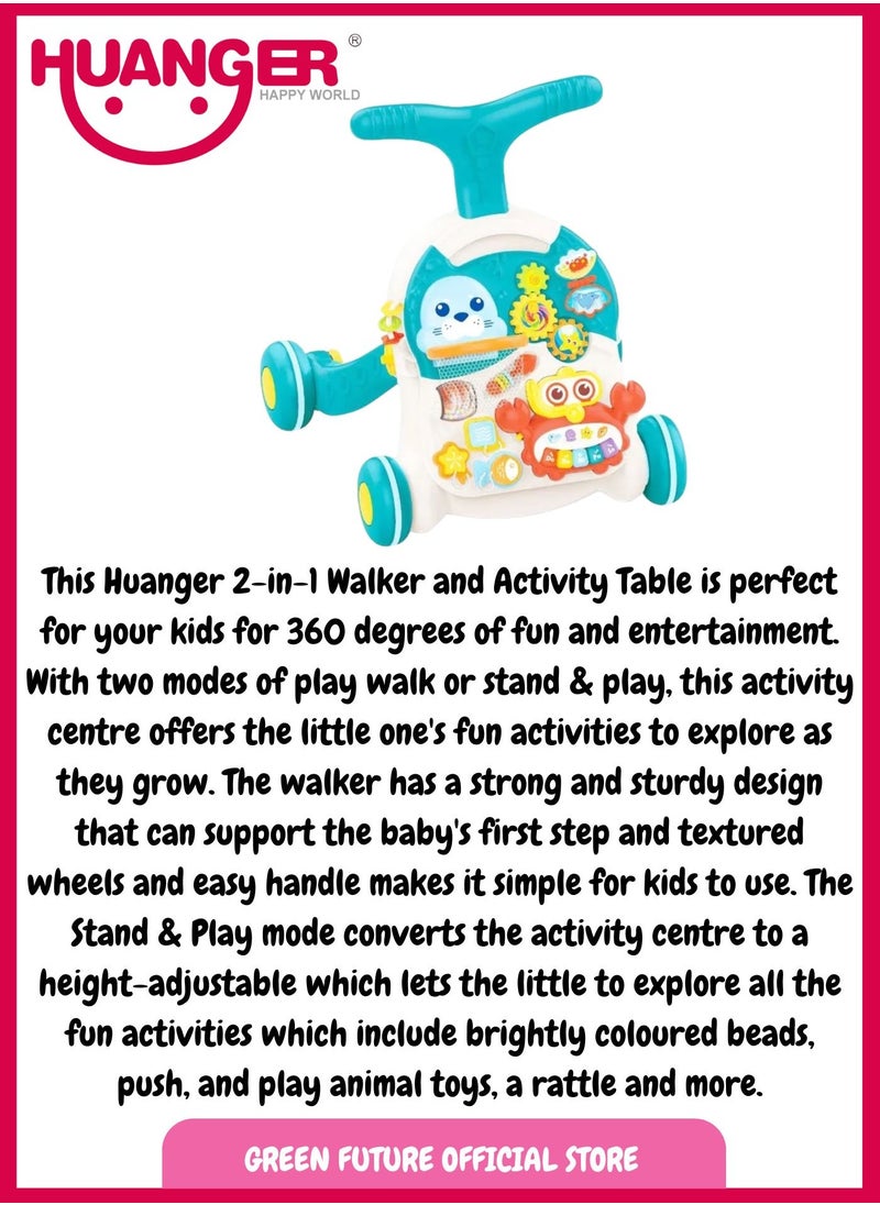 Baby FIRST STEP Learning Walker & Activity Table 2 in 1 for Toddlers   INTERACTIVE Educational Toy with Lights, Sounds, and Fun Features