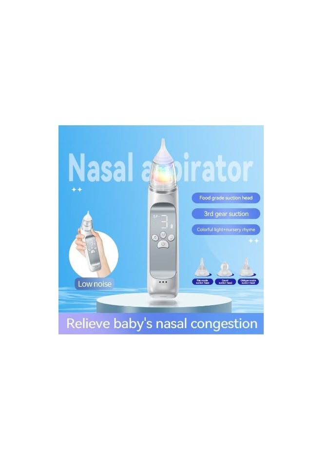 Nasal Aspirator for Baby,Baby Nose Suction Device with Food Grade Silicone Mouthpiece 3 Suction Modes and Advanced Soothing Music and Lighting Design, Electric Nose Suction for Baby-Rechargable
