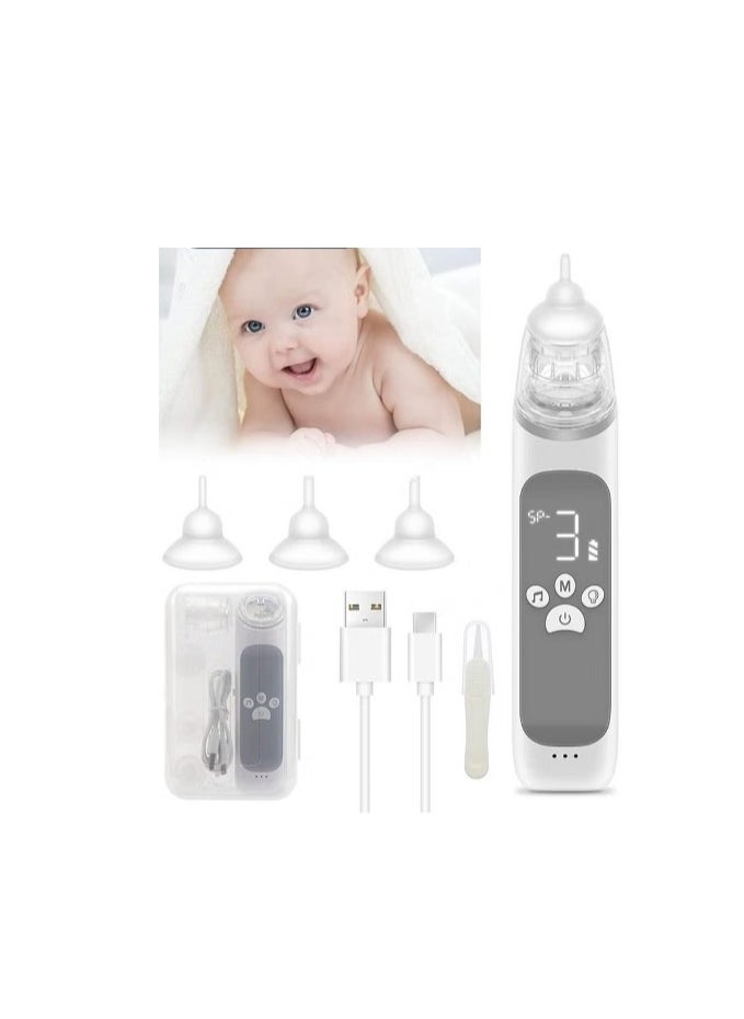Nasal Aspirator for Baby,Baby Nose Suction Device with Food Grade Silicone Mouthpiece 3 Suction Modes and Advanced Soothing Music and Lighting Design, Electric Nose Suction for Baby-Rechargable